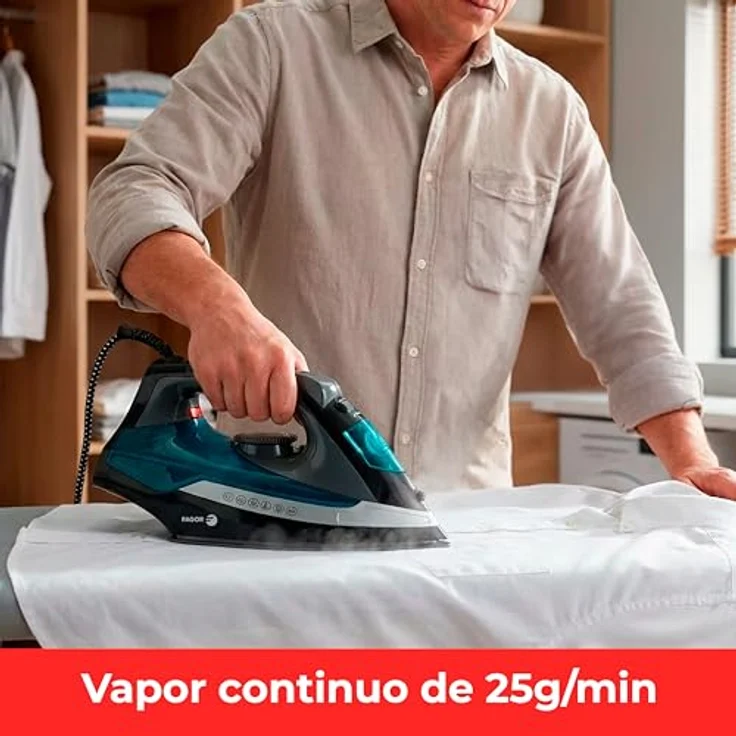 Fagor Commercial Comforta Swell Dampfbügeleisen, 2200 W mit Antihaft-Keramik-Bügelsohle und Dampfstoßfunktion – Bild 4