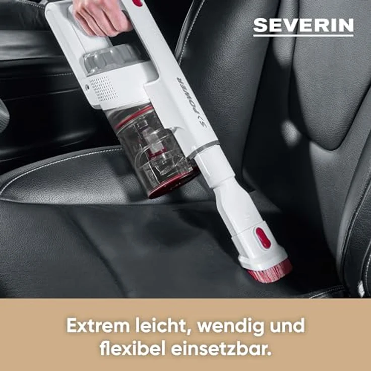 Severin HV 7152 S'Power Handstaubsauger, 40 min Akkubetrieb, Zyklon-Technologie, weiß-rot – Bild 11