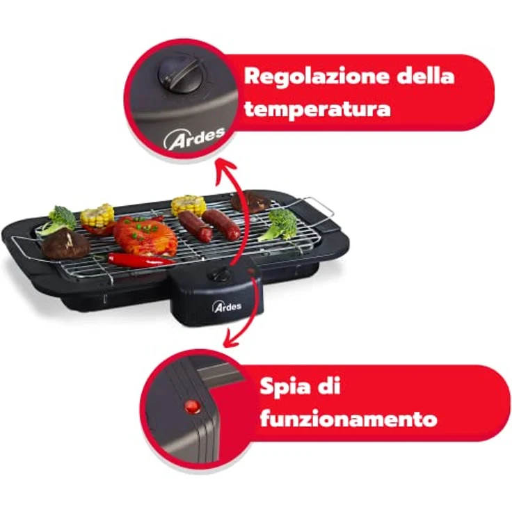 Ardes ar1b01 Elektrischer Tischgrill tragbar schwarz 2200 W – Bild 4