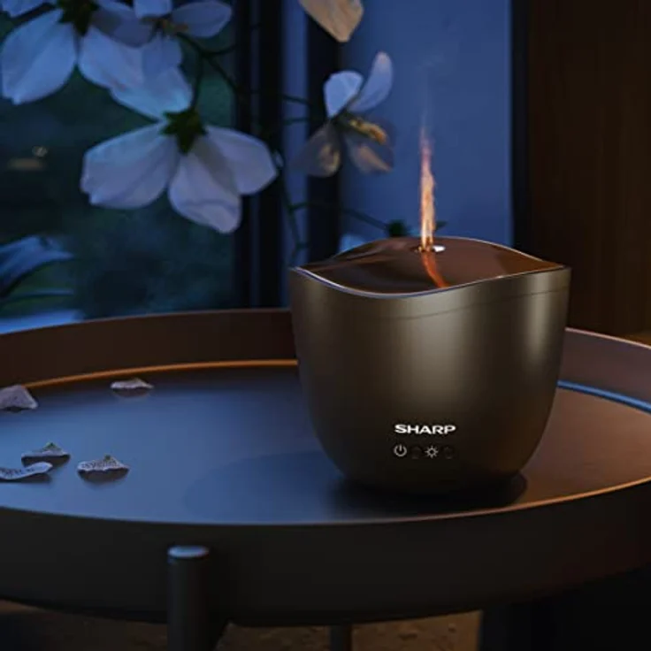 Sharp Diffuser Ultraschall Aroma Zerstäuber, Elektrische Duftlampe mit bernsteinfarbenem Lichteffekt – Bild 2