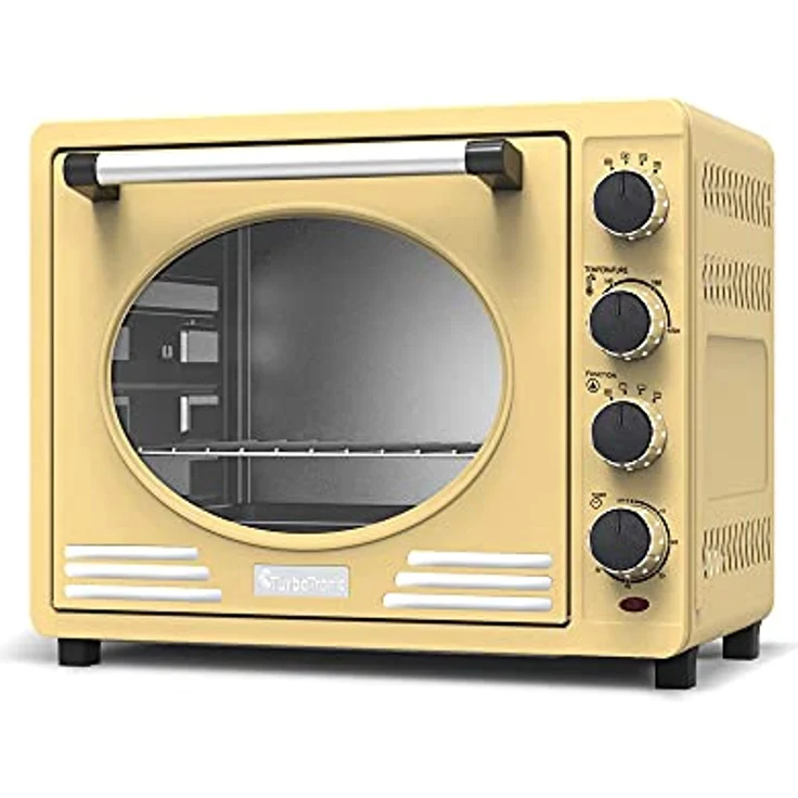 Turbotronic/Retro Minibackofen mit Umluft / 35l / schwarz, rot, blau, beige / 1600W, Mini Backofen mit Timer, Pizzaofen, Grill (CREAM) – Bild 4