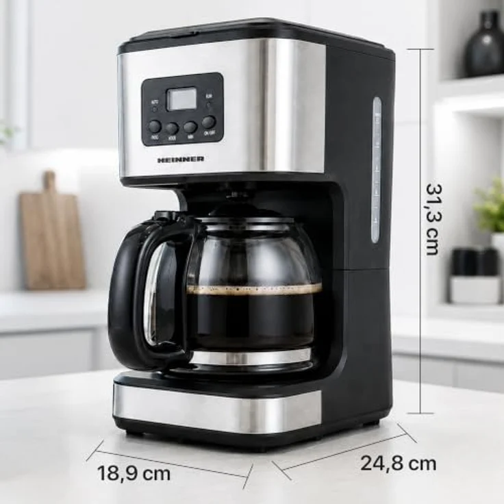 Heinner HCM-D915, Filterkaffeemaschine, 1,5 l, 900 W, Schwarz/Edelstahl, LCD-Display, Warmhaltefunktion, spülmaschinenfest – Bild 11