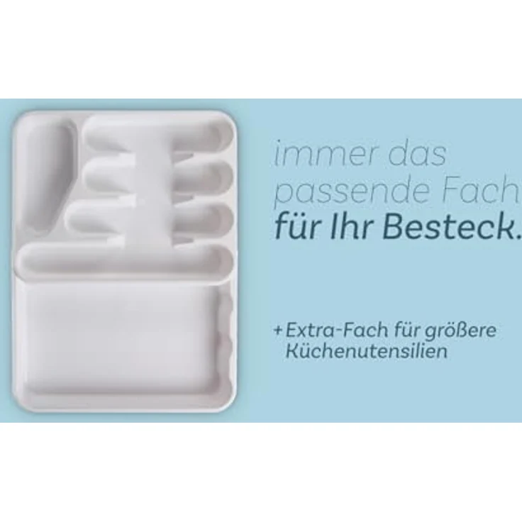 Pro Home Besteckkasten Besteck Organizer (33,5x26x4,5cm), Besteckeinsatz Schubladen, Besteckhalter Küche - Schubladeneinsatz, Weiß, Anthrazit – Bild 5