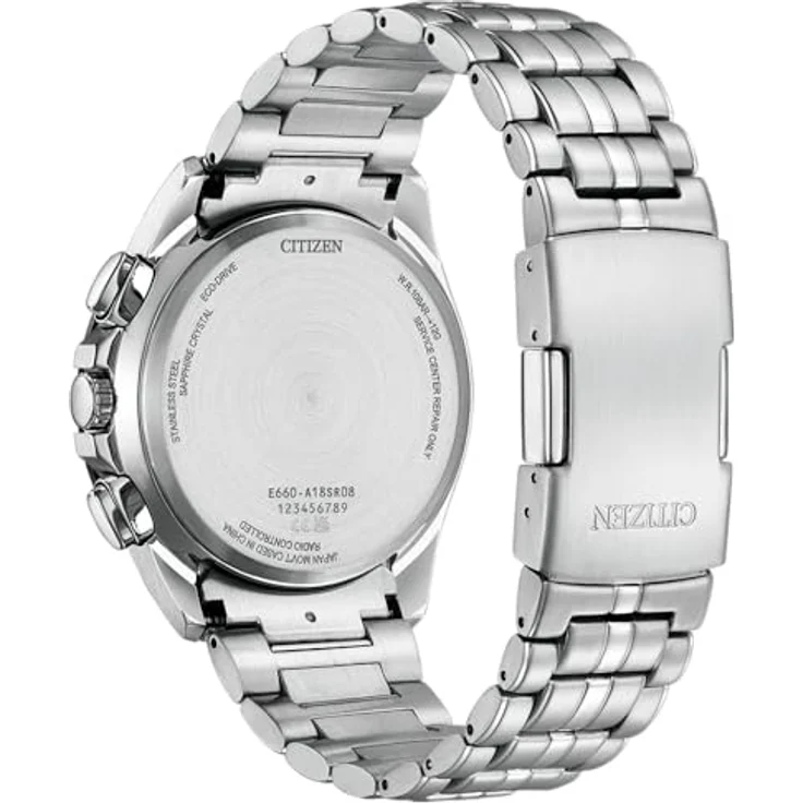 Citizen Watch CB5874-81L, Eco-Drive Chronograph mit blauem Zifferblatt, Silber Edelstahlarmband, Funksteuerung, Stoppuhr und Alarm – Bild 2