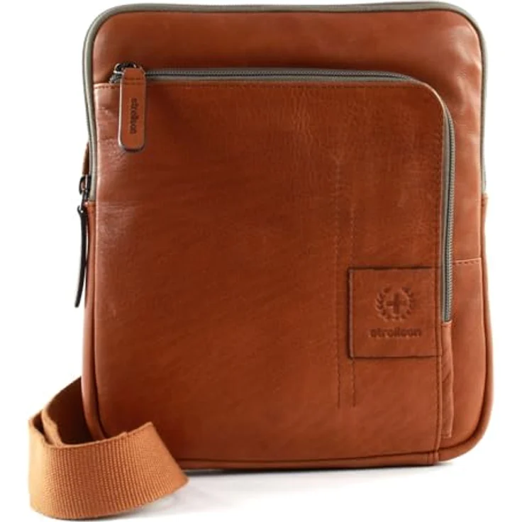 Strellson Hyde Park ShoulderBag XSVZ, Umhängetasche aus natürlichem Rindleder mit Tabletfach, hellbraun, 22 x 5 x 25 cm – Bild 1