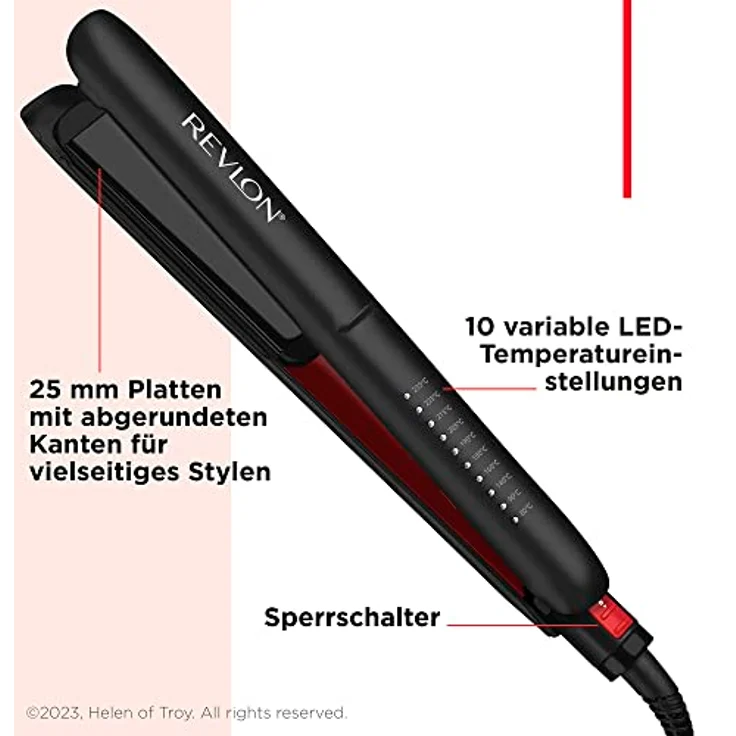 Revlon SmoothStay 25 mm Glätteisen mit Kokosnussöl-Infusion + Reisebeutel (schwimmende Platten mit abgerundeten Kanten, anpassbare Temperatur bis zu 235 °C) - RVST2211P – Bild 3