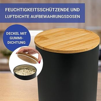 Brotkasten Schwarz Mit Bambusdeckel – 33x18x13 Cm, Aus Metall, Mit 13 Belüftungslöchern, Hält Brot Länger Frisch