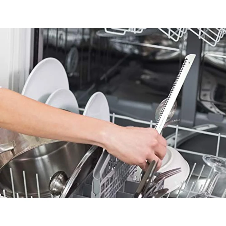 BEPER BP.790 – Elektrisches Küchenmesser für Fleisch, Brot, Tiefkühl, Käse, Obst und Gemüse, Doppelklinge aus Edelstahl, ausziehbare Klingen, Sicherheitsschalter, ABS-Kunststoff, Weiß und Taupe – Bild 4