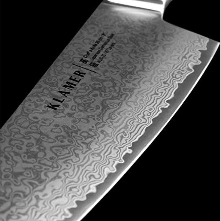KLAMER Damast Chefmesser 20cm, extra scharfes Küchenmesser, echter japanischer Damaststahl, Fleischmesser – Bild 2