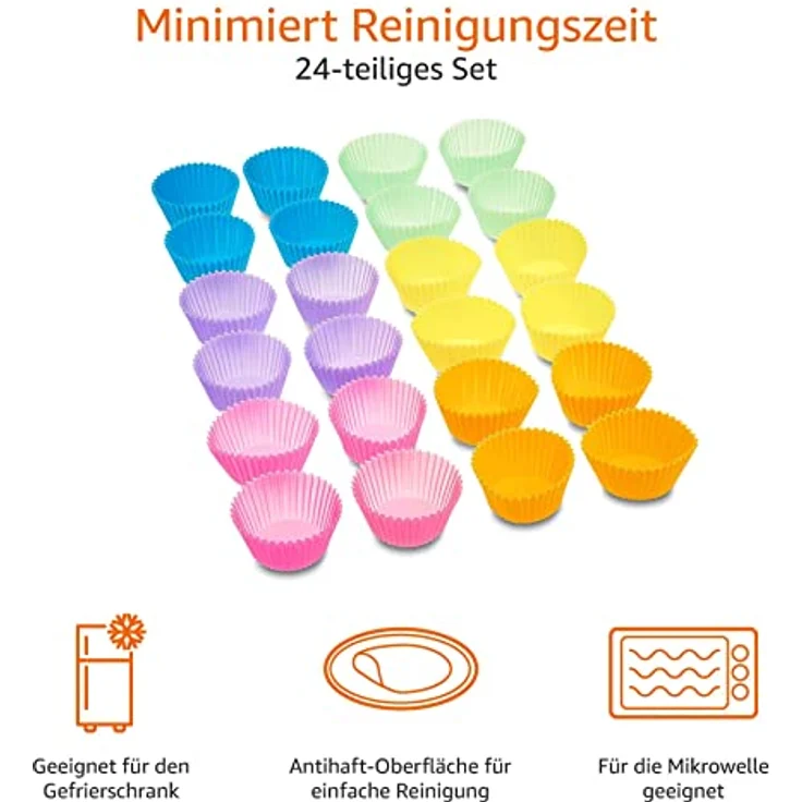 AmazonBasics Wiederverwendbare Backförmchen aus Silikon, 24er-Pack – Bild 3