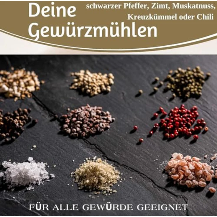 LS-LebenStil Salz-/Pfeffermühle Set iB Laursen, manuelle Holz-Gewürzmühle in Gelb, 21x5cm, stufenlos einstellbares Keramikmahlwerk für grobes Salz und schwarze Pfefferkörner, 2 Stück – Bild 6
