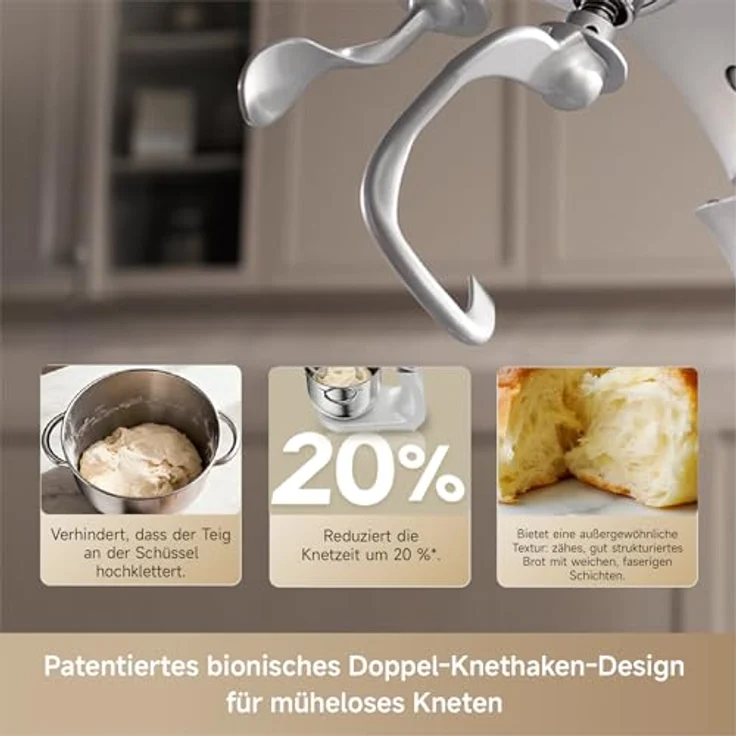dreame MX60 Küchenmaschine Standmixer, 6 L mit patentiertem Doppelknethaken, 800 W DC-Motor und intelligentem Display, 12 Geschwindigkeiten – Bild 4