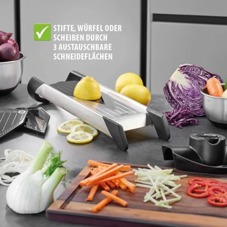 GEFU 55700 Gourmet-Hobel VIOLINO - Gemüse-Reibe aus Edelstahl und Kunststoff - Gemüsehobel mit drei Schneideflächen – Bild 4
