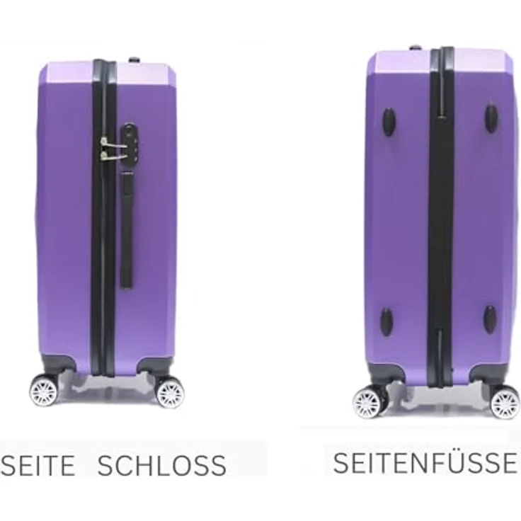 COFI 1453 Reisekoffer 3 TLG Hartschale Trolley Set Kofferset Handgepäck Gepäck Reisetasche ABS-04 Lila – Bild 4