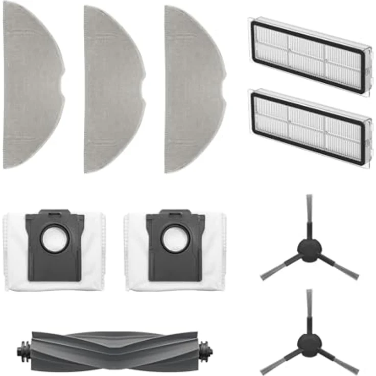 dreame S10 Plus Accessories Kit, Staubsauger-Zubehör mit 3 waschbaren Mopptüchern, 2 Seitenbürsten und hygienischen Staubsaugerbeuteln