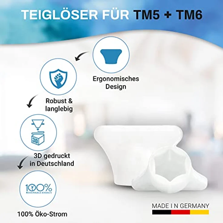 Mix-Slider ® Teiglöser Teigblume für Thermomix, Zubehör für Vorwerk Küchenmaschine TM5 + TM6 3D gedruckt Made in Germany (Weiß) – Bild 4