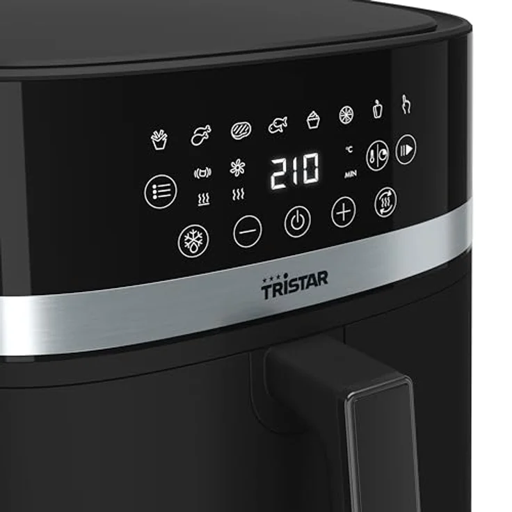 Tristar Digital Heißluftfritteuse, 8L Kapazität, 2000W, LED-Touchscreen, 7 Programme + Manuell, Vorheizen, Warmhaltefunktion, Schüttelerinnerung, PFAS-freie Antihaftbeschichtung, FR-9418, in Schwarz – Bild 3