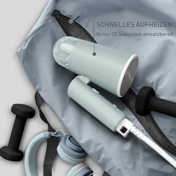 Tefal Origin Travel Dampfbürste | DT1034 | Dampfleistung | Klappbar | Einsatzbereit in 25 Sekunden | 20 g/Minute | Keine Einstellungen Nötig | 70 ml Kapazität | Inklusive Zubehör | Weiß/Eukalyptus – Bild 4