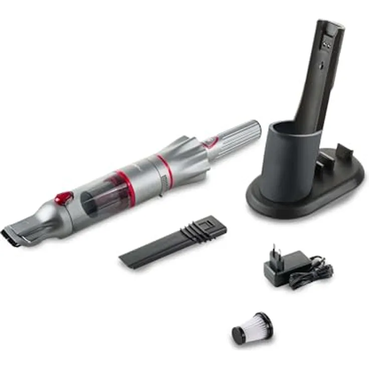 Genius Invictus ONE 2.0 Handstaubsauger Set 9-TLG., Akkusauger mit Polsterdüse, Filter, Ladestation