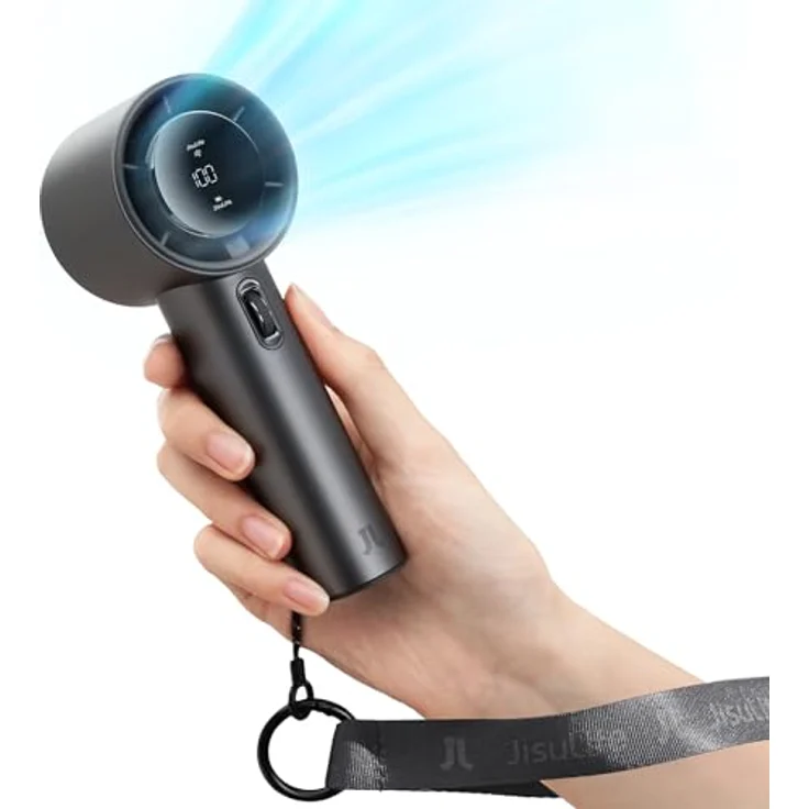 Jisulife Pro1 S, tragbarer Ventilator mit 100-Gang-Steuerung, 18W Schnellladegeschwindigkeit und LED-Anzeigebildschirm, Grau – Bild 1