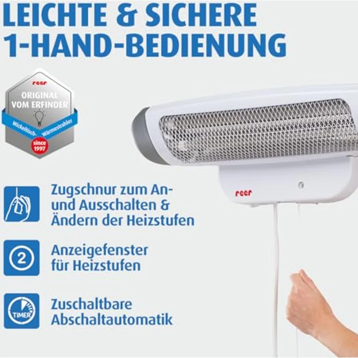 REER 1926 FeelWell Wickeltisch-Wärmestrahler, Heizstrahler, Wandgerät – Bild 7