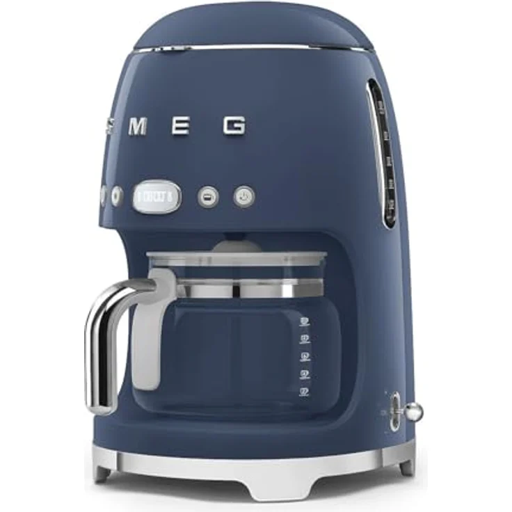 Smeg DCF02NBEU Filter-Kaffeemaschine mit Aroma- und Autostart-Funktion, Glaskaraffe bis 12 Tassen, 2 Intensitätsniveaus, Warmhaltefunktion, 1050W, Navy Blue – Bild 4
