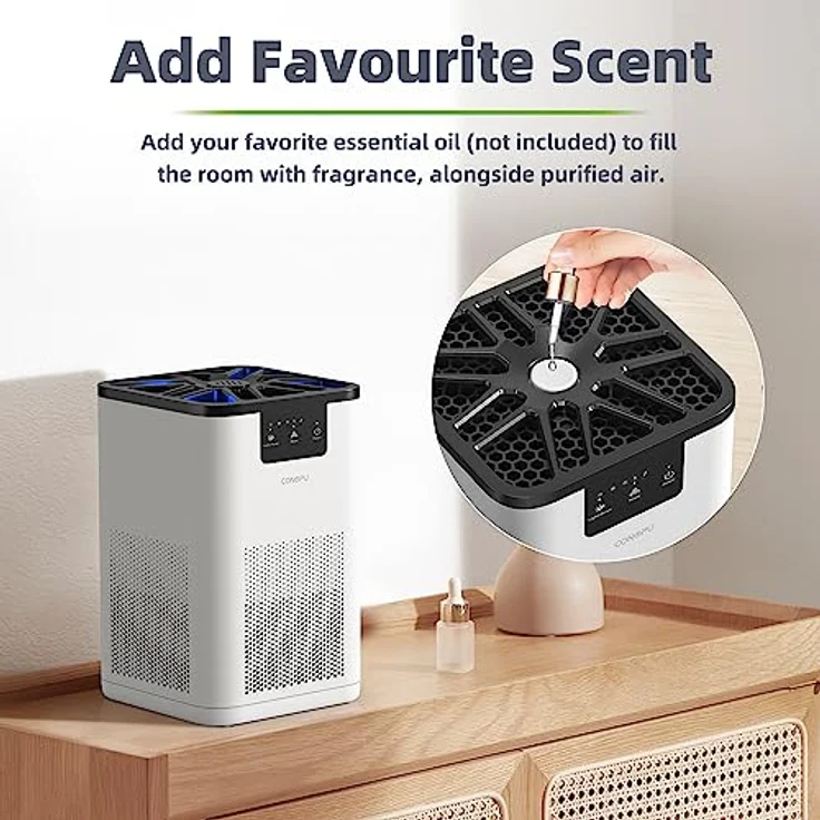 CONOPU Luftreiniger Allergiker HEPA H13 Filter, Air Purifier Aromatherapie-Funktion, Luftfilter Wohnung Nachtlicht, Luftreiniger Raucherzimmer 3-stufige Filtrierung – Bild 5