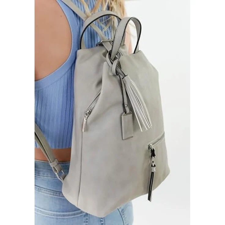 Tamaris Nele City Rucksack, 40 cm, grau, 100% Polyurethan, 35 x 17 x 40 cm – Bild 4