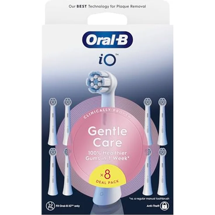 Oral-B iO Gentle Care Serie Original Ersatz-Rundbürsten für empfindliches Zahnfleisch, 8, mit Farbwechsel-Borsten – Bild 1