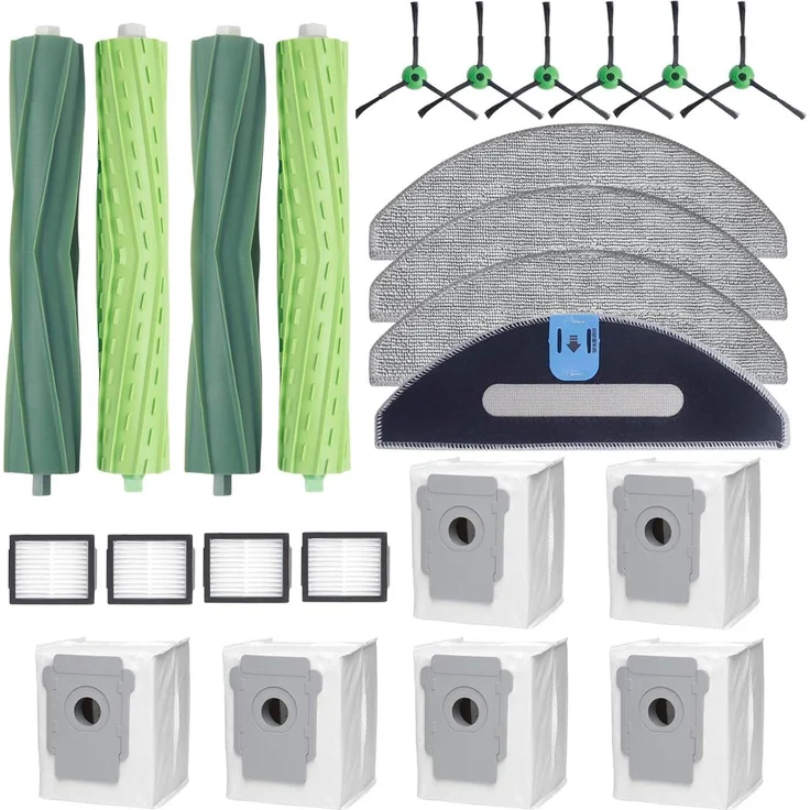 Verco 24er iRobot i5 j5 Combo Plus Ersatz Teile Beutel Seiten Bürste Filter Wisch Mopp, für iRobot Roomba Combo: i5, i5 Plus, J5, J5 Plus