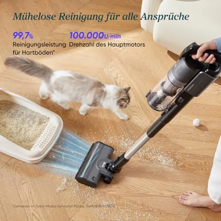 Levoit LVAC 200 Max Akku-Staubsauger mit HEPA-Filtersystem, motorisiertem Bodensaugkopf, Wandhalterung, für bis zu 100 m² – Bild 3