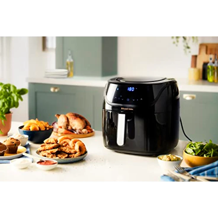 Russell Hobbs Heißluftfritteuse L 4l [7 Kochfunktionen|10 Programme] AirFryer (spülmaschinenfest, max. 220°C, Touchscreen, Fritteuse ohne Öl, Grillen, Backen, Braten, Dörren etc.) SatisFry 27160-56 – Bild 2