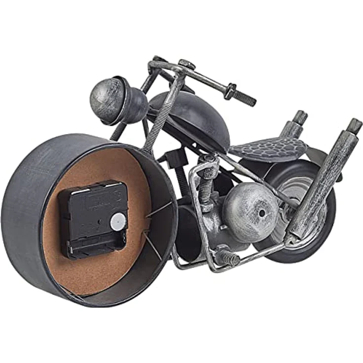 Beliani BERNO, Tischuhr in Motorradform, schwarz/silber, 19 cm, hochwertige Verarbeitung für stilvolle Dekoration – Bild 5