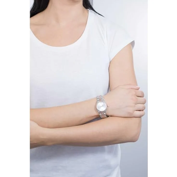 Liu Jo Tiny Analog Quarz Armbanduhr LJW-TLJ1223, 30 mm Gehäuse, Edelstahl Silber/Roségold mit kristallbesetztem Ziffernblatt – Bild 3
