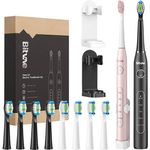 Bitvae D2+D2 Schallzahnbürste, Set mit Aufsätzen und 2 Zahnbürstenhaltern (Pink und Schwarz)