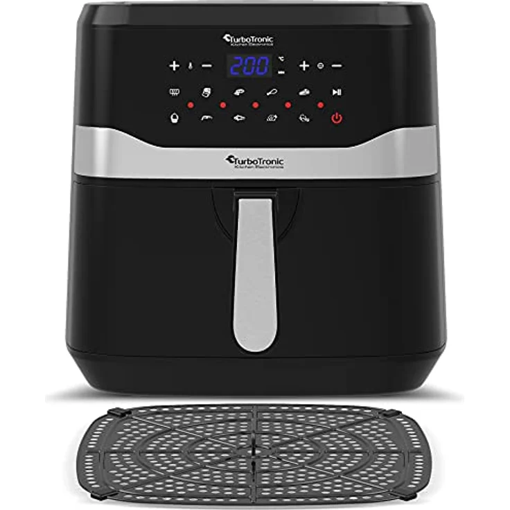 TurboTronic by Z-Line Heißluftfritteuse 7 Liter, 12 Programme, XXL Fritteuse Fettfrei ohne Öl, 50°C - 200°C, 1800 W, Power Camping Retro digital Airfryer AF7D in Schwarz – Bild 9