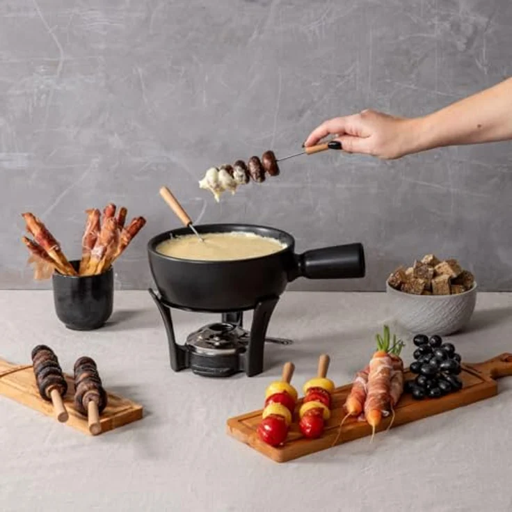 BOSKA Käse Fondue-Set Nero, Keramik, braun-Silber-schwarz, 30 x 22 x 19 cm – Bild 6