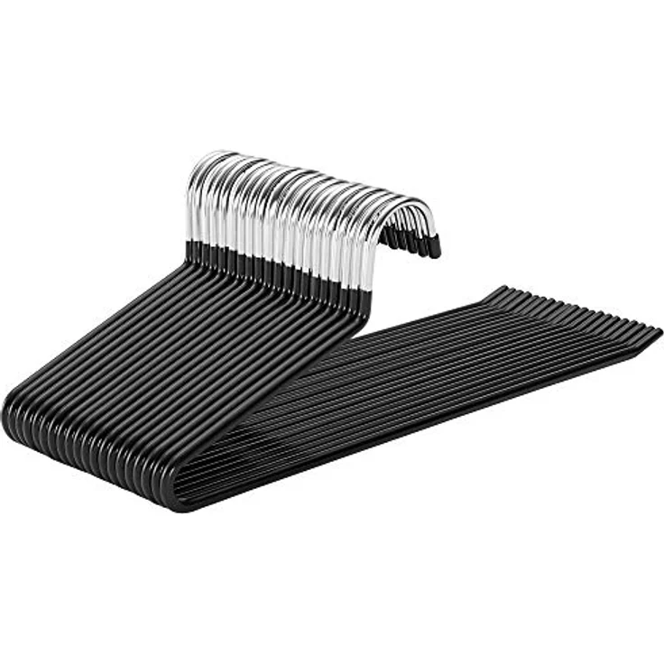SONGMICS Hosenbügel CRI004-20, 20er Set, rutschfest, offenes Ende, platzsparend, Länge 38 cm, schwarz – Bild 1