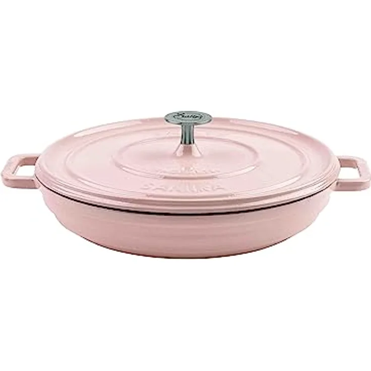 Sallys 'Samira' Deluxe Gusseisentopf - Robustes und Hochwertiges Kochjuwel für Perfektes Garen - 2,2 Liter Inhalt, ofenfest bis zu 250 Grad (Silky Pink)