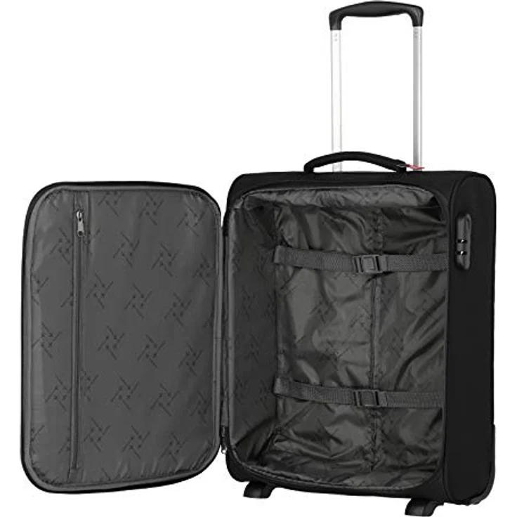 travelite 2 Rad Handgepäck Koffer mit Schloss erfüllt IATA Bordgepäck Maß, Gepäck Serie CABIN: Kompakter Weichgepäck Trolley, 52 cm, 39 Liter, Schwarz – Bild 4