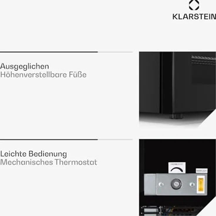Klarstein Kleiner Mini-Gefrierschrank 42 L Mit Glasfront - Thermostat Mit 5 Stufen Von 0 bis -18 °C, Höhenverstellbare Füße Für Kompakte Aufbewahrung Von Tiefkühlkost, Weiß – Bild 3