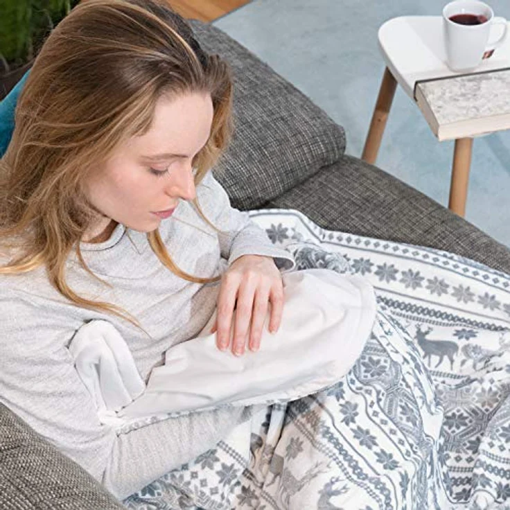 Navaris Heizdecke, XXL Elektrische Wärme Decke 180x130cm 3 Wärmestufen Abschaltautomatik waschmaschinengeeignet Kuschelige Bett Wärmedecke grau – Bild 5