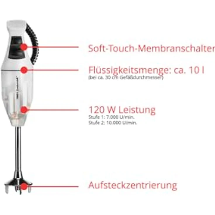 Unold ESGE Zauberstab Stabmixer E 120, 120W, 2 Geschwindigkeiten, weiß – Bild 3