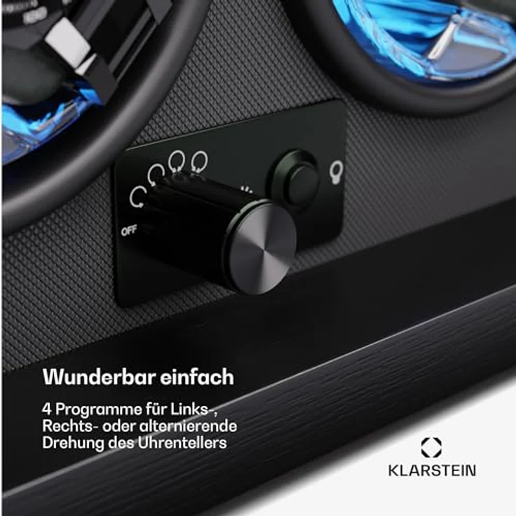 Klarstein Uhrenbeweger Brienz 2, Automatik-Uhrenwinder für 2 Uhren mit Acryl-Tür, Blaue LEDs, 4 TPD Einstellungen - Preisvergleich – Bild 5