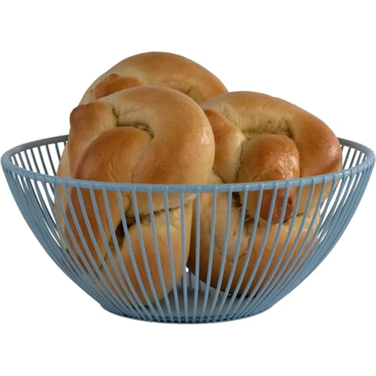 APS 30453 Korb -SVART- in dream blue, ovaler Metallkorb Ø 20 cm, Höhe 8 cm, ideal für Brot und Obst – Bild 2