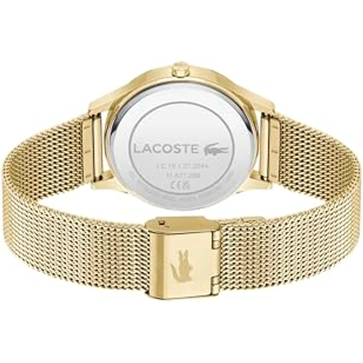 Lacoste Crocodile Damen Uhr, 36 mm, Drei-Zeiger-Quarzwerk mit goldfarbenem Edelstahl-Mesh-Armband, wasserdicht bis 5 ATM, Modell 2001416 – Bild 3