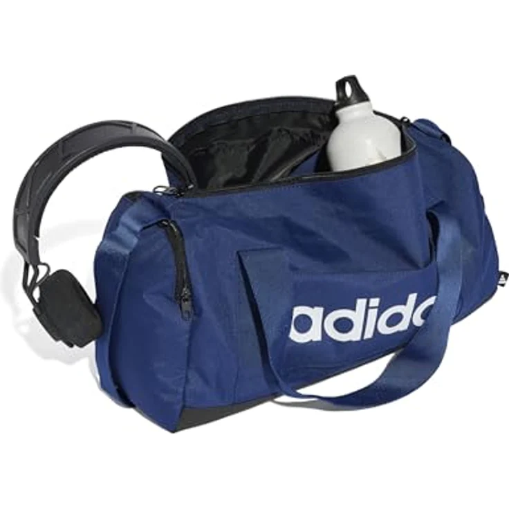 adidas Sportswear LINEAR DUFF XS, Sporttasche mit großem Hauptfach und verstellbaren Schulterriemen, dkblue/white – Bild 6