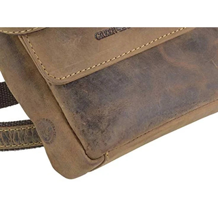Greenburry Vintage Umhängetasche 1650-25, braunes Rindleder, verstellbarer Schultergurt, Reißverschlussfächer – Bild 5