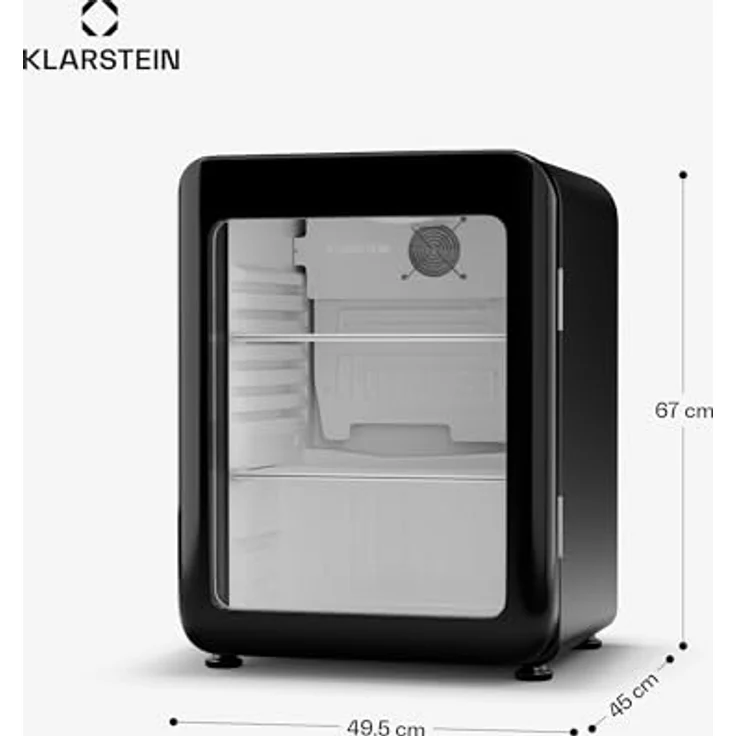 Klarstein Audrey Evo Getränkekühlschrank, 68 Liter, energieeffizient, Glastür, retro Schwarz, 67 cm hoch – Bild 2