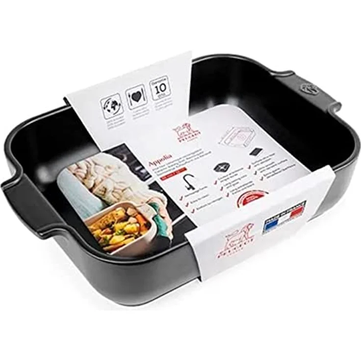 PEUGEOT Rechteckige Auflaufform aus Keramik, 32 cm x 21,7 cm x 7,2 cm, Fassungsvermögen: 2,7 L, feuerfest und mikrowellengeeignet, Satinschwarz, 10 Jahre Garantie – Bild 3
